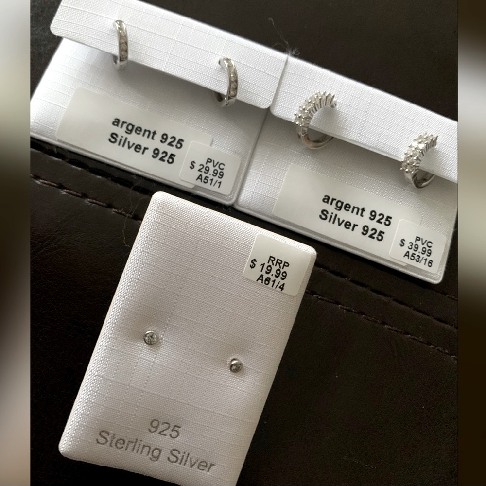 BNWT 3 Pair Sterling Silver Earrings